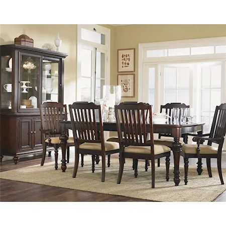 Dining Table with Slat Back Chairs